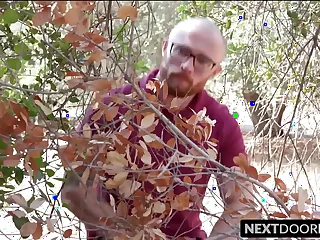 Outdoor threesome barebacking in the air handsome gays