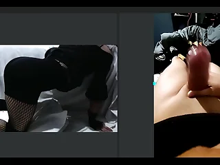 Gay femboy complaciendo novio por skype